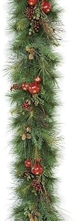 6ft L x 12in W Sugar Pine, Berry, Pinecone & Apple Artificial Garland -Red/Green (Pack of 2)