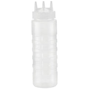 24 oz Clear Plastic Squeeze Bottle with White Tri Tip Top by HUBERT – 24 Ounces, Plastic, Clear