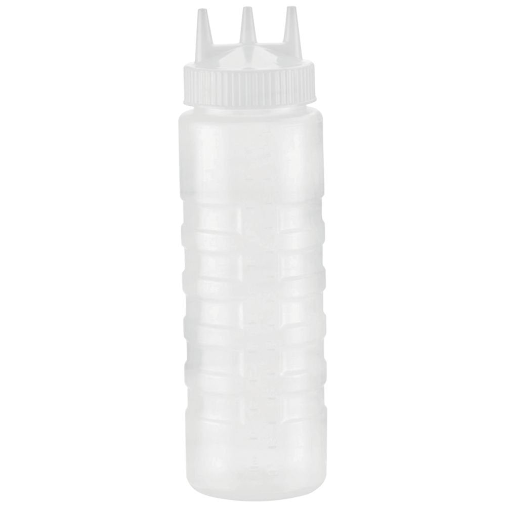 24 oz Clear Plastic Squeeze Bottle with White Tri Tip Top by HUBERT – 24 Ounces, Plastic, Clear