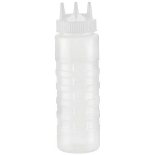 24 oz Clear Plastic Squeeze Bottle with White Tri Tip Top by HUBERT – 24 Ounces, Plastic, Clear