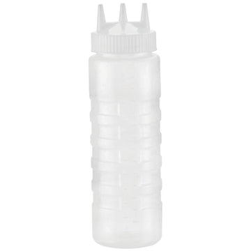 24 oz Clear Plastic Squeeze Bottle with White Tri Tip Top by HUBERT – 24 Ounces, Plastic, Clear