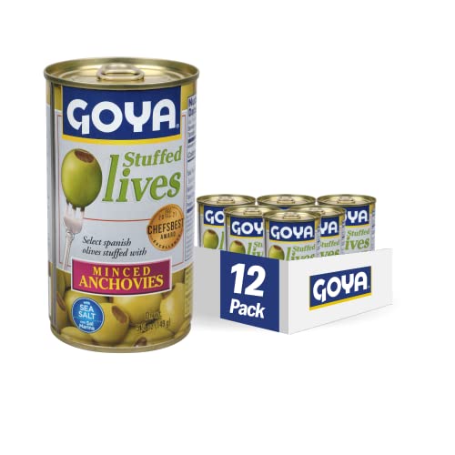 Goya olives /minced anchovies / 5.25 Ounce (Pack of 12) / 1 Green