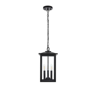 Carlisle 7" Outdoor Pendant in Black by Elegant Lighting – 9.00"W x 16.50"H x 9.00"L, Glass, Black, Model OD325H17BK