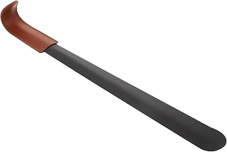 Ipetboom Shoe Horn for Easy Wear with Long Handle Stainless Steel | Rational Bend Angle, Comfortable Grip, Odorless Finish, Black with Brown Leather Sheath Included
