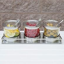 Cal-Mil 1850-5-55NL Cold Condiment Display with Notched Stainless Steel Lid, 2" Height, 16.5" Width, 6" Length