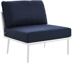 White Aluminum Armless Patio Lounge Chair with Powder-Coated Frame and Cushioned Seat for Garden Deck Backyard Outdoor Seating
