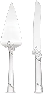 Lenox True Love Silverware Cake Knife & Server Dessert Set, 2-Piece | silverplate over stainless steel flatware | interlaced heart design | wedding gift, 13 inch cake server and knife