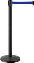 Global Industrial Retractable Belt Barrier, 40"H Black Steel Post with 16