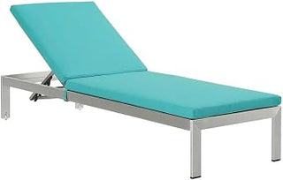 Blue Aluminum Chaise Lounge with Cushions, Adjustable Backrest, Outdoor Weather-Resistant Frame, 36-Inch High, 76-Inch Long, 25-Inch Wide