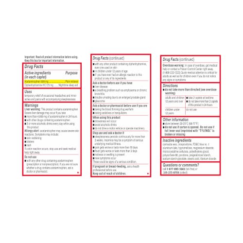 Tylenol 50 Count / 1 Acetaminophen