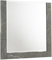 Elara Mirror – Two-Tone High-Gloss Marble & Lacquer Frame with Large Reflective Design – Gray (Includes Mirror Only)