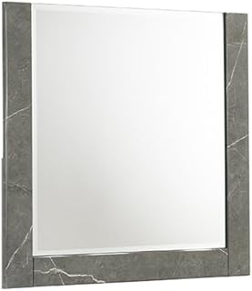 Elara Mirror – Two-Tone High-Gloss Marble & Lacquer Frame with Large Reflective Design – Gray (Includes Mirror Only)