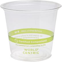 100% Compostable Cups by World Centric, Made from Ingeo PLA, for Cold Drinks, Clear, 6 oz (Pack of 2000)
