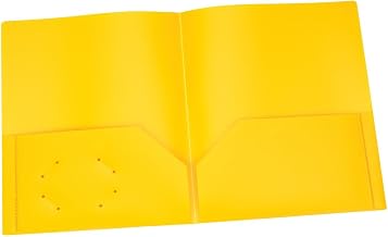 Oxford Poly Two Pocket Portfolio, Yellow, Pack of 25