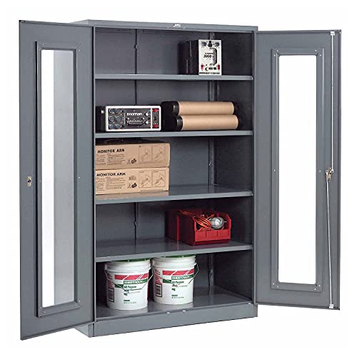 Clear View Storage Cabinet with Locking Handle by Global Industrial – 48" W x 24" D x 78" H, Alloy Steel, Grey, Model 237621GY