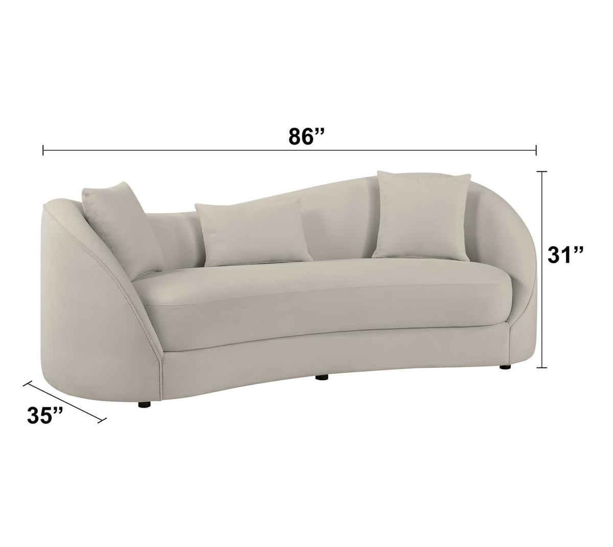 Contemporary Asymmetrical Sofa in Light Gray Fabric by Best Quality Furniture – Fabric, Grey, Model S70-S