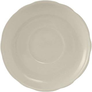 Tuxton China TSC-002 Saucer, 5-1/2" Diameter, Round, Coupe, Scalloped Edge, Microwave and Dishwasher Safe, Oven Proof, Fully Vitrified, Ceramic, Shell, American White/Eggshell, Pack of 36