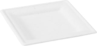 PacknWood 210APU2021 - Duty Biodegradable Square Sugarcane Plates - Disposable White Plates - Microwavable - Oven Safe - Biodegradable, and compostable Plate (L:7.87-W:7.87-H:0.60) in - Case of 500.