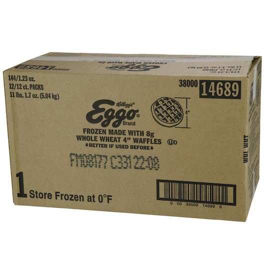 Kellogg Eggo Nutri Grain Wheat Waffles by Kellogg's – 18.813 inches, Pack of 144