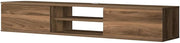 Furnifact Brown Floating TV Stand, 70 Inch Wall Mount Entertainment Center, Rubberwood Solids, Cathedral Walnut Veneers, Space-Saving Design