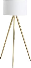 ORE International 64" - 47" H Adjustable Height Brass/Shiny Gold Modern Tripod Floor Lamp for Living Room, Standing Lamp for Bedroom