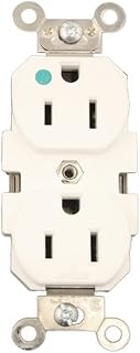 Leviton Wide Body Duplex Receptacle, Straight Blade, Hospital Grade, Self Grounding, 8200-W, White
