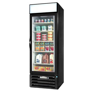 Beverage-Air MarketMax 27" One Section Glass Door Reach-In Merchandiser Refrigerator with LED Lighting 23 cu.ft. Capacity Black Exterior and Bottom Mounted by Beverage Air – Model