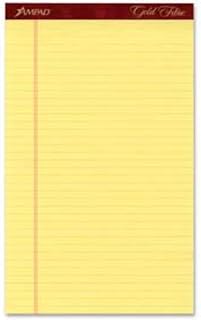 Ampad Gold Fibre Writing Pads, 8-1/2" x 14", Legal Rule, Canary Paper, 50 Sheets, 12 Pack (20-030R)