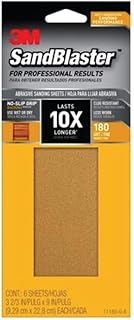 3M 11180-G-6 180 Grit Medium Grade Sandpaper with No-Slip Grip, 9" x 3-2/3"