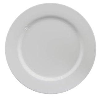 Dinner Plate with Wide Rim White Melamine - 10 1/2 Dia 12 Per Case by HUBERT – Large, Melamine, White, Pack of 12, Model H0167-W