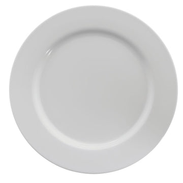 Dinner Plate with Wide Rim White Melamine - 10 1/2 Dia 12 Per Case by HUBERT – Large, Melamine, White, Pack of 12, Model H0167-W