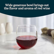 Libbey Stemless Bowl Red 8 (16.75 oz) / 8 Count / Modern Wine Glasses