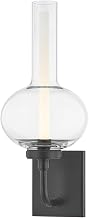 Hudson Valley Lighting Rossman 1-Light Wall Sconce | Distressed Bronze Clear Glass Hurricane-Style LED Wall Light | Vintage Industrial Modern Fixture | 4831-DB