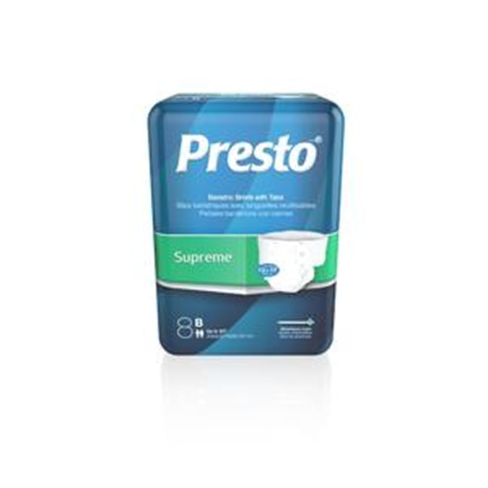 Presto Supreme Full Fit Adult Diapers with Tabs, Unisex, XXX-Large, 32 Ct