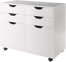 Furnifact Composite Wood Rolling Cabinet with Doors and Shelves, Mobile Rolling Office Drawers for Under Desk or Kitchen Organization Use, White