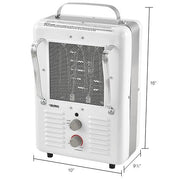 5120 BTU Portable Milkhouse Style Electric Heater by Global Industrial – 10.25"L x 7.9"W x 15.75"H, Steel, White, Model PH-933
