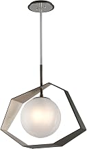 Origami 1 Light Chandelier 23 in. Graphite with Silver Leaf
