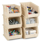 QUANTUM STORAGE SYSTEMS Ivory / 18L x 11W x 10H / Ultra Stack & Hang Open Storage Bins