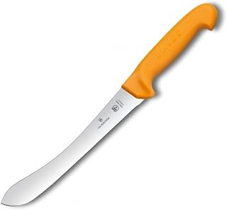 Victorinox Swibo 8" Skinning Knife, Straight Edge Semi-Stiff, Widened Tip, Stainless Steel - Dishwasher Safe, Orange