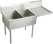 Elkay SS8236R0 61-1/2" x 27-1/2" Floor Mount Double Compartment Scullery Sink with Drainboard