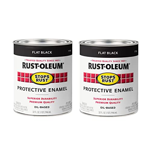 Rust-Oleum Flat Black / 32 Fl Oz (Pack of 2) / Brush on Paint Interior & Exterior House Paint