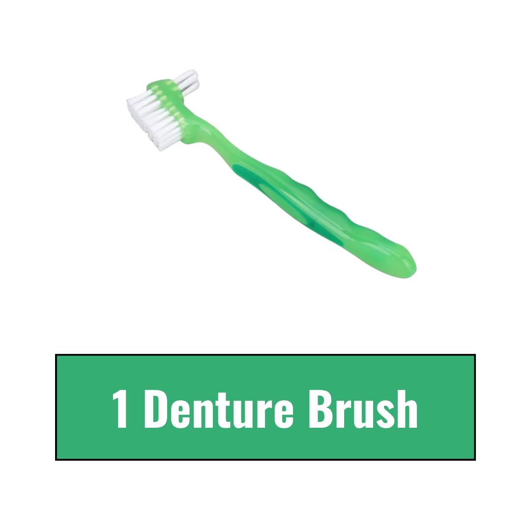 Extra Hold Denture Adhesive Powder Pack of 2 with 1 Denture Brush (3 Items) by Fixodent – Dentures, Partial Dentures, Green, Model FIXODENT1354