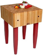 John Boos PCA Butcher Block - 10" Thick End-Grain Maple Block, 30"W x 24"D, Barn Red Legs