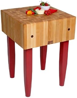John Boos PCA Butcher Block - 10" Thick End-Grain Maple Block, 30"W x 24"D, Barn Red Legs