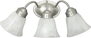 Feit Electric 3 Light Bath/Vanity Fixture with White Alabaster Glass Shades / Globes and Brushed Stainless Steel Finish