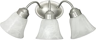 Feit Electric 3 Light Bath/Vanity Fixture with White Alabaster Glass Shades / Globes and Brushed Stainless Steel Finish