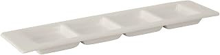 Tuxton China AMU-557 Plate, 12-3/4" L x 3-3/8" W x 3/4"H, Rectangular, 4-Compartment, Microwave and Dishwasher Safe, Oven Proof, Fully Vitrified, Ceramic, AlumaTux, Specialty, Pack of 12