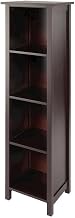 Furnifact Solid Wood 5-Tier Tall Bookcase with Open Shelves, Narrow Storage Cabinet for Living Room, Home Office or Bedroom Display, Walnut
