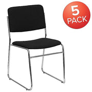 Flash Furniture Black Fabric/Chrome Frame / Set of 5 / Contemporary Stacking Chairs