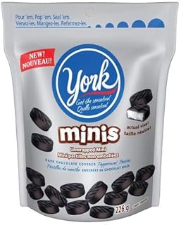 YORK Minis Unwrapped Mini Dark Chocolate Peppermint Patties 226g/8oz. (Imported from Canada)